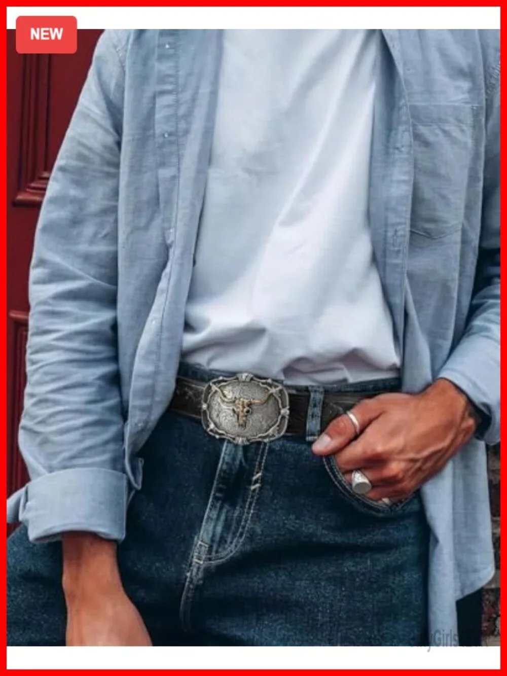 Mens Ratchet Western Leather Belt Cowboy Automatic Buckle